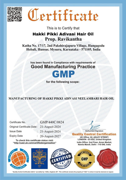 ADIVASI HAKKI PIKKI HAIR OIL 3 Months Course Recommended